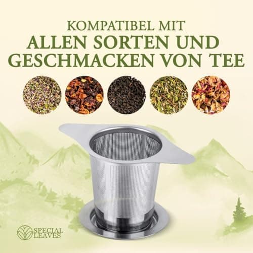 Teesieb für Losen Tee - Hochwertiger Edelstahl Teefilter mit Griff und Tropfschale - Saubere Zubereitung und Optimale Fi
