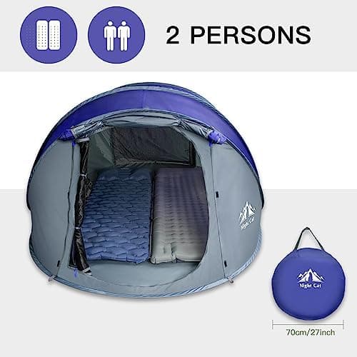 Night Cat Wasserdichtes Wurfzelt 2-4 Personen: Outdoor Sport Picknick Wandern Reise Zelt