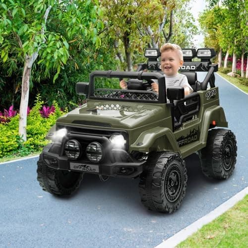 HAUSPROFI Kinder Elektroauto 12V - Elektro Kinderauto mit 2,4G Fernbedienung, LED, Bluetooth und Musik für 3-5 km/h - id