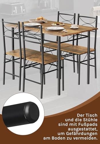 WOLTU Vintage Braun Küchentisch Set für 4 Personen
| WOLTU Vintage Braun Essgruppe Set mit 4 Stühlen
| WOLTU Vintage Br