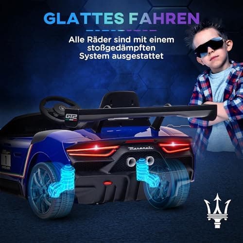 AIYAPLAY Kinder Elektroauto - 2,4G Fernbedienung, Musik & Hupe, blau für 3-5 Jahre