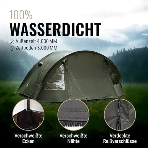 WANDERFALKE® 2-4 Personen Wasserdichtes Zelt |000mm, Ultraleicht & kleines Packmaß, Outdoor Zelte für Campen & Reisen