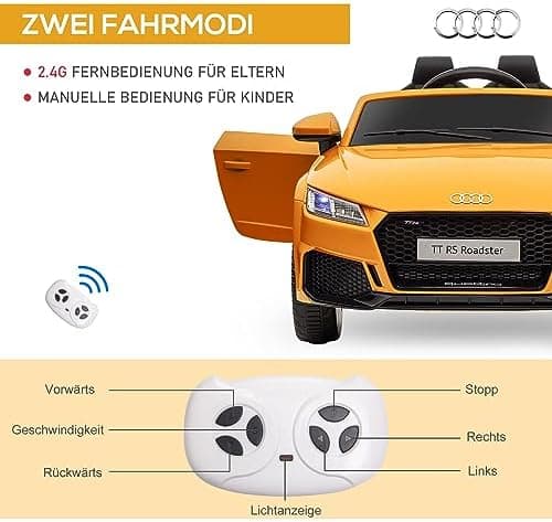 HOMCOM Kinder Elektroauto für 3-5 Jährige mit 2,4 G Fernbedienung, Rot