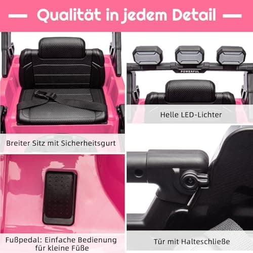 Kinder Elektroauto Schwarz mit Verbesserter Akku 12V 7AH und Sicherheitsgurten