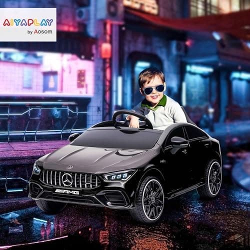 AIYAPLAY Kinder Elektroauto Mercedes-Benz AMG CLA 45 Hellblau 3-6 Jahreuellernmotorisiert Mit Musik Hupe Fernbedienung 2