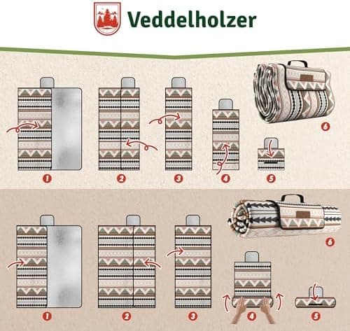 Veddelholzer Wasserfeste Stranddecke XXL Outdoor Picknickdecke Isoliert & gepolstert Perfect für Camping, Strand, Park &
