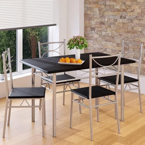Casaria® Esstisch mit 4 Stühlen Holz 5-TLG Set Industrial Paul Weiß  
Casaria® Industrial Esszimmer Möbel Holz 4 Stühle