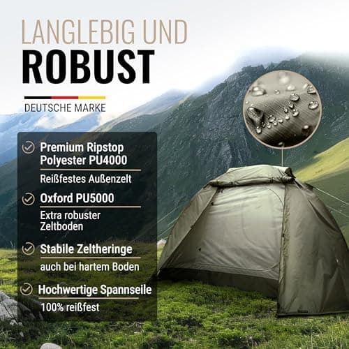 WANDERFALKE® 2-4 Personen Wasserdichtes Zelt |000mm, Ultraleicht & kleines Packmaß, Outdoor Zelte für Campen & Reisen