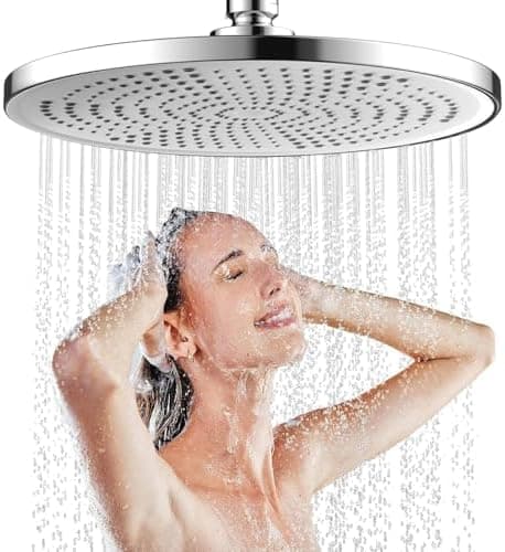 Runder Kopfbrause Regendusche 25CM, Hochdruck Wassersparend, Selbstreinigend (Silber)  
Fester Duschkopf Regendusche Gro