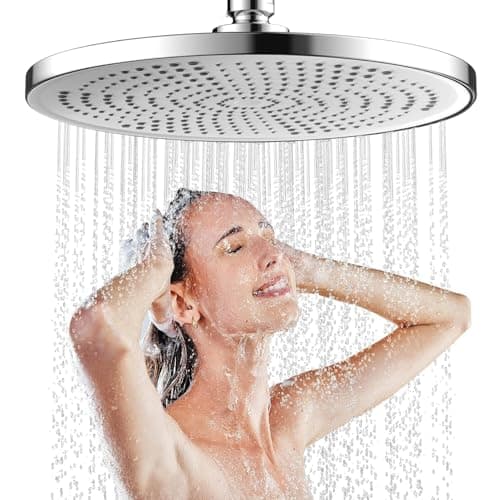 Runder Kopfbrause Regendusche 25CM, Hochdruck Wassersparend, Selbstreinigend (Silber)  
Fester Duschkopf Regendusche Gro