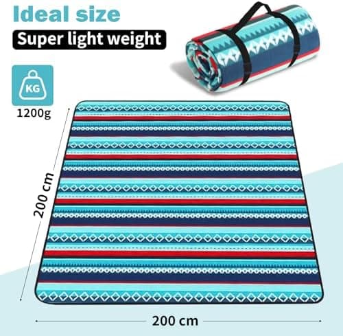 USSHOP Picknickdecke, 200 cm x 200 cm, wasserdichte und thermische Isolation, für Outdoor, Camping, Park, Waschbar mit G