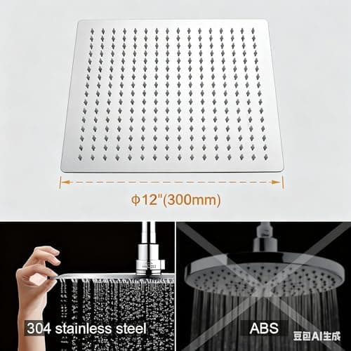 Klimatic 12 Zoll Regendusche Edelstahl AISI304 Anti-Kalk-Düsen Rund Duschkopf Regenbrausettung