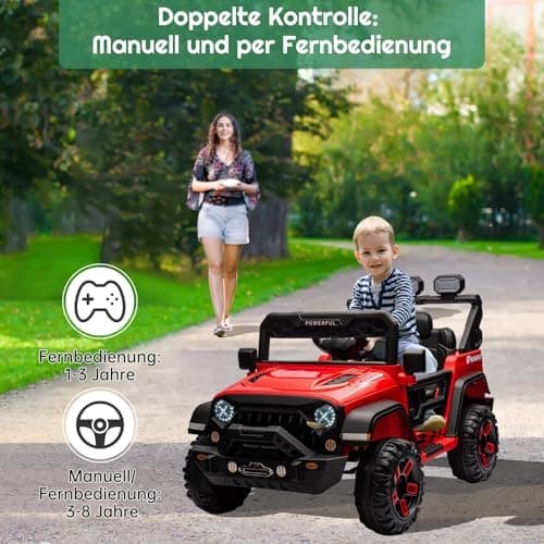 Kinder Elektroauto Schwarz mit Verbesserter Akku 12V 7AH und Sicherheitsgurten