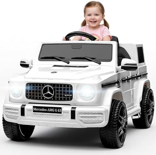 HAUSPROFI Kinder Elektroauto Mercedes AMG G63 Schwarz - Bluetooth, Musik und LED-Licht für 3+jährige Kinder