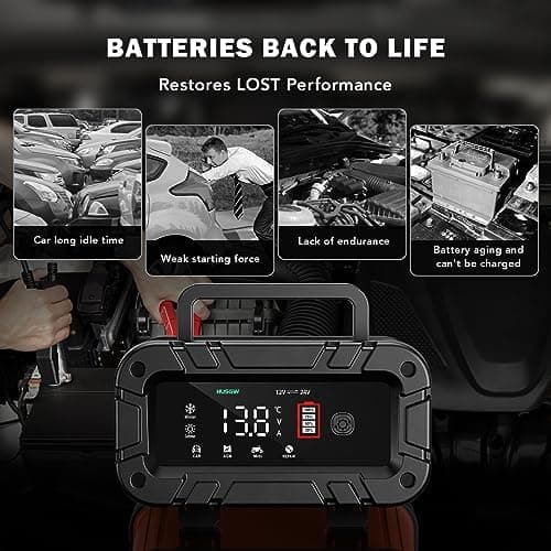 K FZ Batterieladegerät 12V/24V 20A, Vollautomatisches Intelligentes Ladegerät, LCD-Bildschirm für Auto, Motorrad, LKW, R