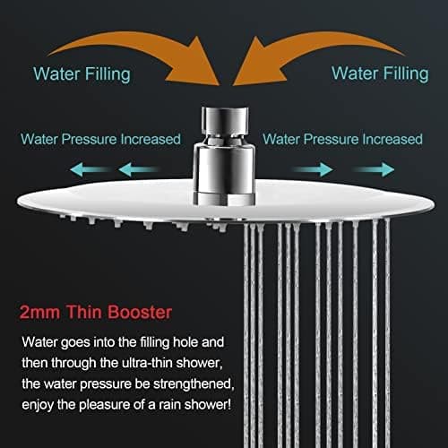 Regendusche 12 Zoll 304 Edelstahl Wassersparend Verstellbar Quadrat Einbau Duschkopf für Bad mit Anti-Kalk-Düsen