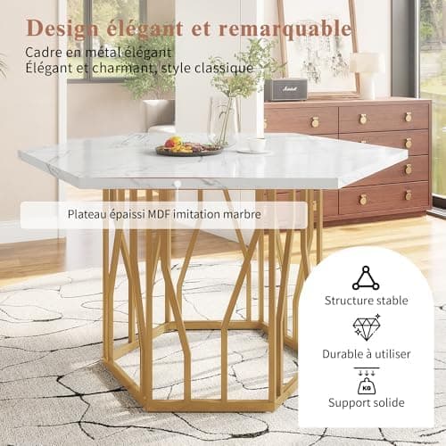 HAUSPROFI Küchen Esstisch Set für Küche Esszimmer Wohnzimmer - 5-teiliges Sechseckiges Esstisch Set mit 4 Stühlen (Grau