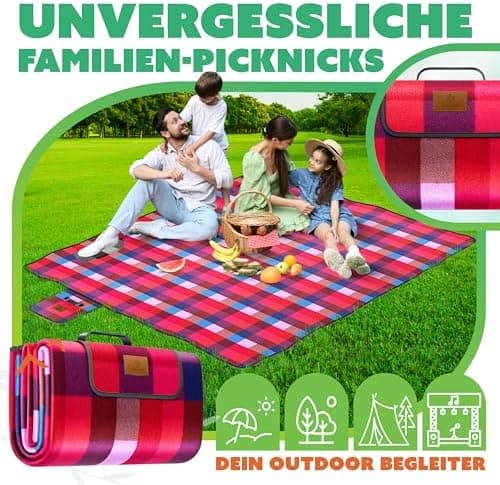 Kesser® Picknickdecke wärmeisoliert für 4-6 Personen - rot, faltbar mit Tragegriff und wasserdichter Unterseite