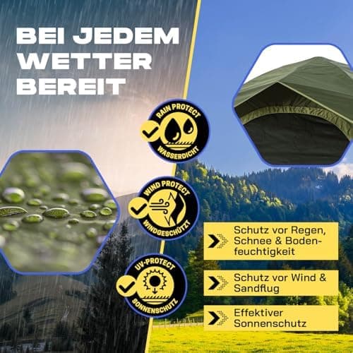Lumaland Camping Zelt - Leichtes Pop Up Wurfzelt 210x190x110cm | Trekking & Festival Igluzelt | 2-4 Personen Wasserdicht