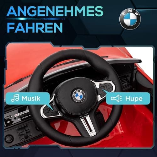 AIYAPLAY Kinder Elektroauto für 3-5 Jahre Kinder - 12V 2,4 GHz Fernbedienung mit Hupe, LED, Musik & Sanftstart - Rot