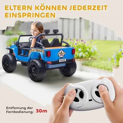 AIYAPLAY Kinder Elektroauto Blau - Elektrisch mit Fernbedienung, LED, Musik, für 3-8 Jahre