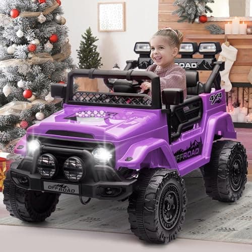 HAUSPROFI Kinder Elektroauto 12V - Elektro Kinderauto mit 2,4G Fernbedienung, LED, Bluetooth und Musik für 3-5 km/h - id