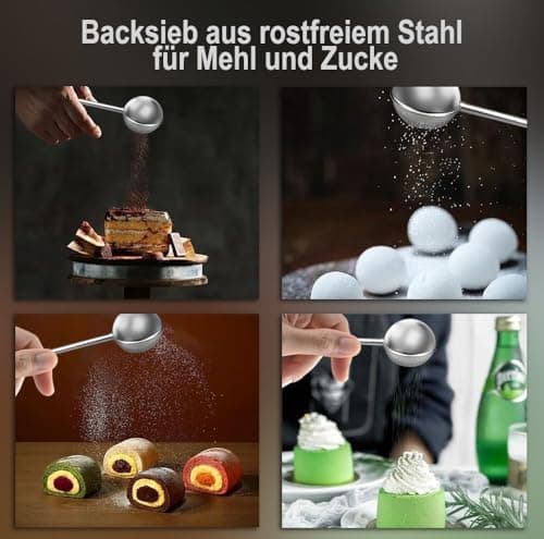 Teesieb Teezange 2 Stück Edelstahl Teleskopgriff - Ideal für Teeie & Kakaopulver, Edelstahl-Mehlsieb, Staubwedel, Multi-