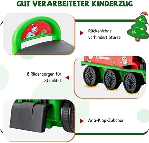 COSTWAY 6V Kinder Elektroauto Grün - Elektro Zug mit Musik & Lichter für 3+ Jährige Kinder im Haus oder Garten