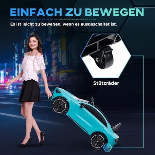 AIYAPLAY Kinder Elektroauto Mercedes-Benz AMG CLA 45 Hellblau 3-6 Jahreuellernmotorisiert Mit Musik Hupe Fernbedienung 2