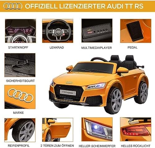 HOMCOM Kinder Elektroauto für 3-5 Jährige mit 2,4 G Fernbedienung, Rot