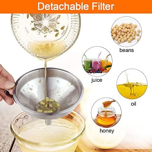 Edelstahl Trichter Set für Wein-Einfüllung mit 300 Mesh Filter und Sieb für flüssige Zutaten Küche