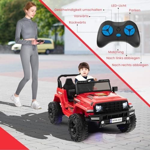 COSTWAY 24V Kinder Elektroauto für 3- bis 8-Jährige mit 2,4G-Fernbedienung und Musik (Rot)  
COSTWAY 24V Kinder Elektroa