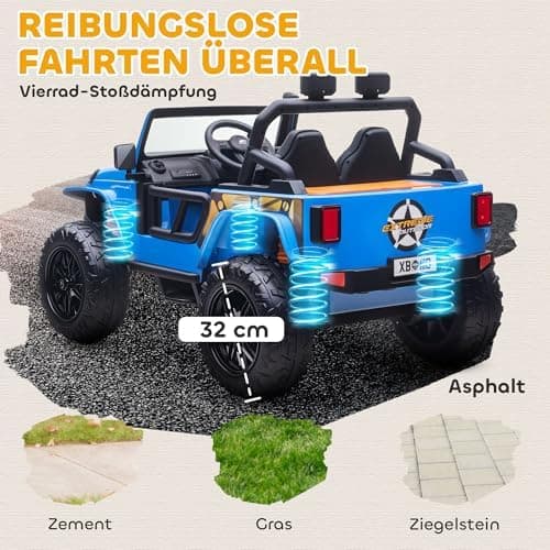 AIYAPLAY Kinder Elektroauto Blau - Elektrisch mit Fernbedienung, LED, Musik, für 3-8 Jahre