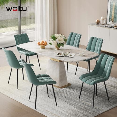 WOLTU Esszimmerstühle 2er Set, gepolstert mit Samt, für Wohn- und Esszimmer, Hochlastige Küchenstühle, Dunkelgrau