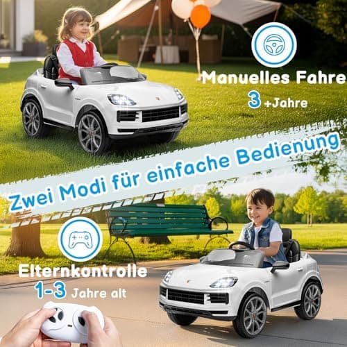 LALAHO Kinder Elektroauto 12V Schwarz mit MP3-Funktion und LED-Leuchten