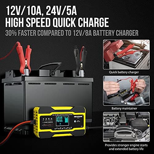 10A Autobatterie Ladegerät 12V/24V Smart vollautomatisch für Auto LKW Temperaturkompensation Rot
