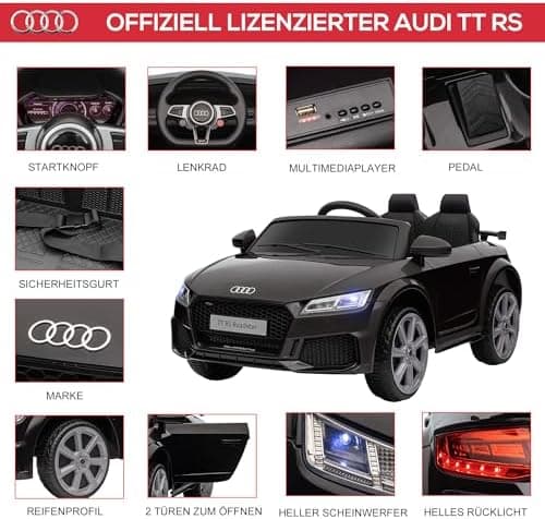 HOMCOM Kinder Elektroauto für 3-5 Jährige mit 2,4 G Fernbedienung, Rot