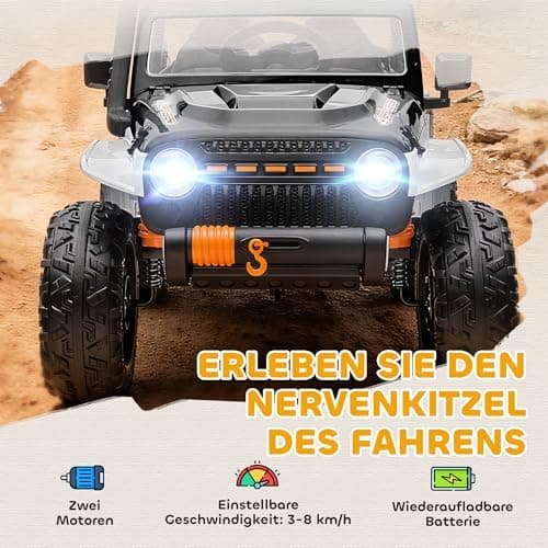 AIYAPLAY Kinder Elektroauto Blau - Elektrisch mit Fernbedienung, LED, Musik, für 3-8 Jahre