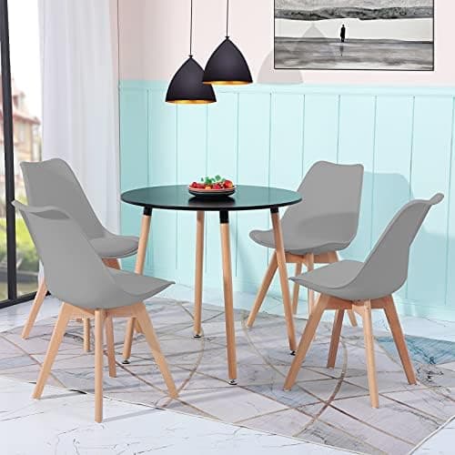 H.J WeDoo Skandinavisches Esszimmer Esstisch Set mit 4 Stühlen Eiscreme-Grün 100cm