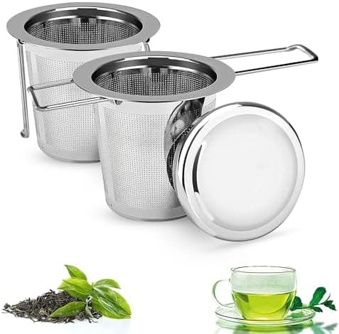 Teesieb Teefilter Edelstahl 304, Spülmaschinengeeignet, für viele Tee-Tassen und -Schalen, praktische Faltbare Griffe un