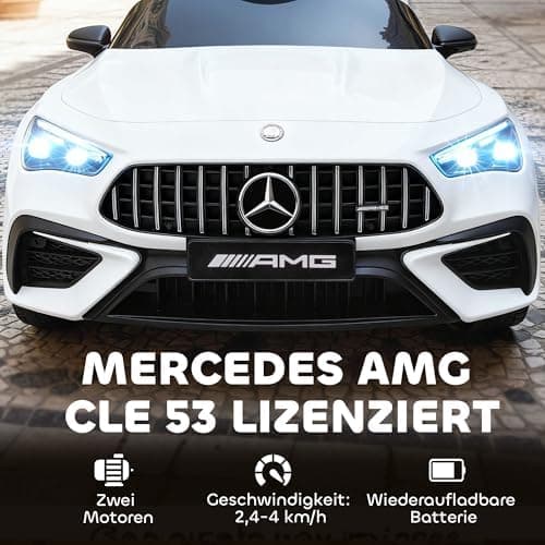AIYAPLAY Kinder Elektroauto Mercedes-AMG Grau fuht mit Musik & Lichterkranz für 3-6 Jahre