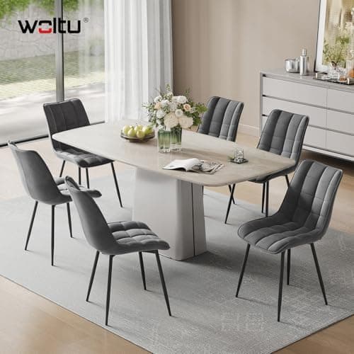 WOLTU Esszimmerstühle 2er Set, gepolstert mit Samt, für Wohn- und Esszimmer, Hochlastige Küchenstühle, Dunkelgrau