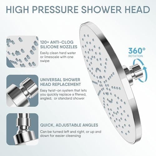 Regenduschkopf YUANNY Wasserspar 10 Zoll Stable ABS Chrom Universal-Kopfbrause Anti-Kalk-Düsen Ø 26 cm