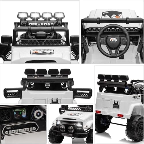 HAUSPROFI Kinder Elektroauto 12V - Elektro Kinderauto mit 2,4G Fernbedienung, LED, Bluetooth und Musik für 3-5 km/h - id