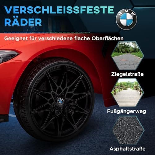 AIYAPLAY Kinder Elektroauto für 3-5 Jahre Kinder - 12V 2,4 GHz Fernbedienung mit Hupe, LED, Musik & Sanftstart - Rot