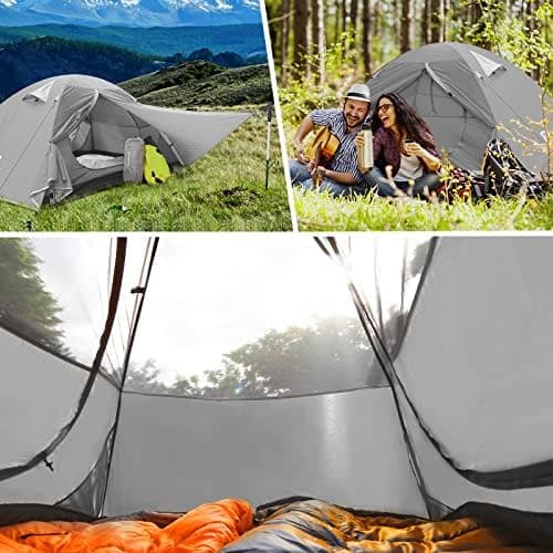 Bessport 3 Personen Ultraleichte Camping Zelte, 3-4 Saison Wasserdicht & Winddicht Kuppelzelt, Ideal für Erwachsene, Wan