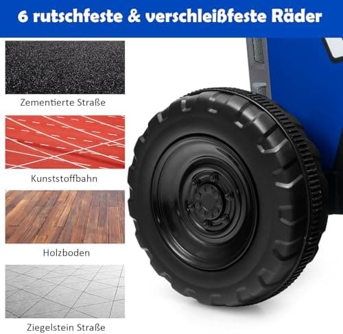 COSTWAY 12V 3-Gang Traktor mit LED Lichtern, Musik & Hupe für Kinder ab 3 Jahre - Grün