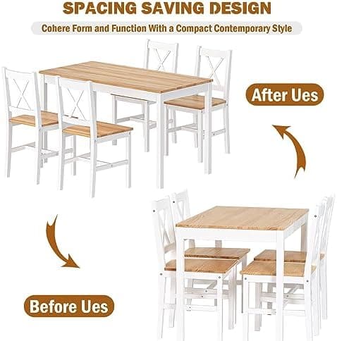 SogesHome Essgruppe Holzwerkstoffe Esszimmer Möbel Set mit 4 Stühlen Schlichtes Design für Esszimmer
SogesHome MDF Essgr
