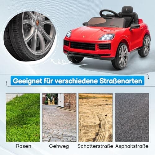 LALAHO Kinder Elektroauto 12V Schwarz mit MP3-Funktion und LED-Leuchten