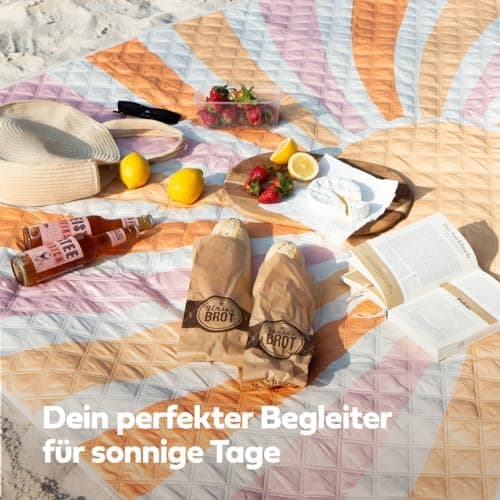 Picknickdecken Sonne - extra große 200x200 cm - waschbare Stranddecke -Outdoor-Decke wasserabweisend